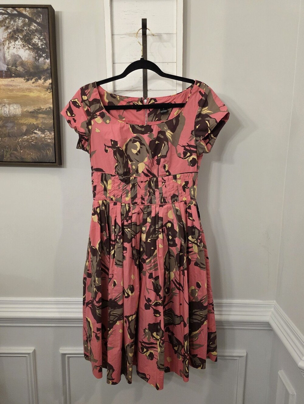 Vintage Carole Little 50s Inspired Pink Floral Fit & Flare Size 4 Cottagecore